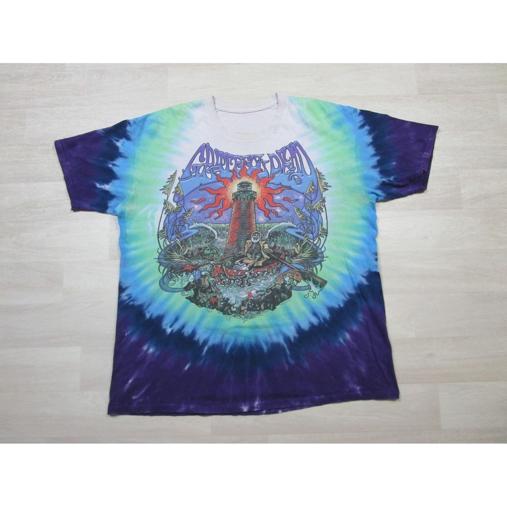 Y2K Liquid Blue Grateful Dead T-Shirt Mens XL Band Lighthouse Watch Tower Pirate
